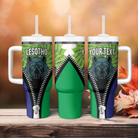 Personalised Lesotho Black Rhinoceros Tumbler With Handle With Aloe Polyphylla