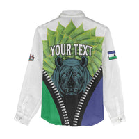 Personalised Lesotho Black Rhinoceros Women Casual Shirt With Aloe Polyphylla