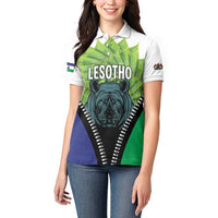 Personalised Lesotho Black Rhinoceros Women Polo Shirt With Aloe Polyphylla
