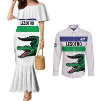 Custom Lesotho Football Couples Matching Mermaid Dress and Long Sleeve Button Shirt Likuena For Victory