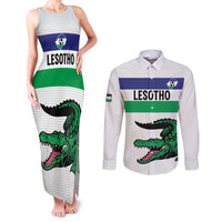 Custom Lesotho Football Couples Matching Tank Maxi Dress and Long Sleeve Button Shirt Likuena For Victory