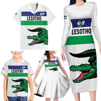 Custom Lesotho Football Family Matching Long Sleeve Bodycon Dress and Hawaiian Shirt Likuena For Victory