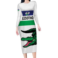 Custom Lesotho Football Family Matching Long Sleeve Bodycon Dress and Hawaiian Shirt Likuena For Victory