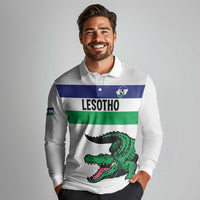 Custom Lesotho Football Long Sleeve Polo Shirt Likuena For Victory