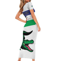 Custom Lesotho Football Short Sleeve Bodycon Dress Likuena For Victory