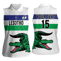 Custom Lesotho Football Women Sleeveless Polo Shirt Likuena For Victory