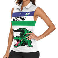 Custom Lesotho Football Women Sleeveless Polo Shirt Likuena For Victory