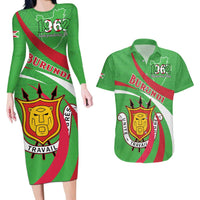 Personalized Burundi Independence Day Couples Matching Long Sleeve Bodycon Dress and Hawaiian Shirt Coat Of Arms With Map