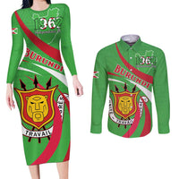 Personalized Burundi Independence Day Couples Matching Long Sleeve Bodycon Dress and Long Sleeve Button Shirt Coat Of Arms With Map