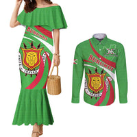 Personalized Burundi Independence Day Couples Matching Mermaid Dress and Long Sleeve Button Shirt Coat Of Arms With Map