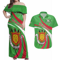 Personalized Burundi Independence Day Couples Matching Off Shoulder Maxi Dress and Hawaiian Shirt Coat Of Arms With Map