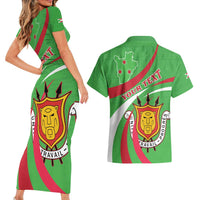 Personalized Burundi Independence Day Couples Matching Short Sleeve Bodycon Dress and Hawaiian Shirt Coat Of Arms With Map