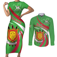 Personalized Burundi Independence Day Couples Matching Short Sleeve Bodycon Dress and Long Sleeve Button Shirt Coat Of Arms With Map