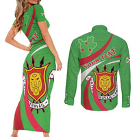 Personalized Burundi Independence Day Couples Matching Short Sleeve Bodycon Dress and Long Sleeve Button Shirt Coat Of Arms With Map
