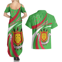 Personalized Burundi Independence Day Couples Matching Summer Maxi Dress and Hawaiian Shirt Coat Of Arms With Map