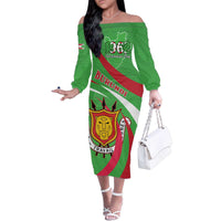 Personalized Burundi Independence Day Family Matching Off The Shoulder Long Sleeve Dress and Hawaiian Shirt Coat Of Arms With Map