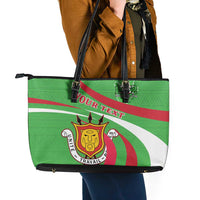 Personalized Burundi Independence Day Leather Tote Bag Coat Of Arms With Map