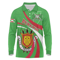 Personalized Burundi Independence Day Long Sleeve Polo Shirt Coat Of Arms With Map