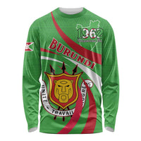 Personalized Burundi Independence Day Long Sleeve Shirt Coat Of Arms With Map