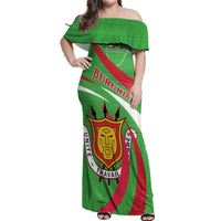 Personalized Burundi Independence Day Off Shoulder Maxi Dress Coat Of Arms With Map