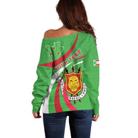 Personalized Burundi Independence Day Off Shoulder Sweater Coat Of Arms With Map