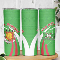 Personalized Burundi Independence Day Skinny Tumbler Coat Of Arms With Map