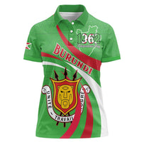 Personalized Burundi Independence Day Women Polo Shirt Coat Of Arms With Map