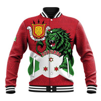 Personalized Burundi Baseball Jacket Lion and Coat Of Arms - Flag Style