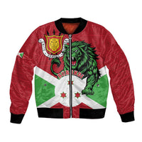 Personalized Burundi Bomber Jacket Lion and Coat Of Arms - Flag Style