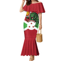 Personalized Burundi Family Matching Mermaid Dress and Hawaiian Shirt Lion and Coat Of Arms - Flag Style