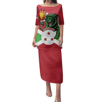 Personalized Burundi Family Matching Puletasi and Hawaiian Shirt Lion and Coat Of Arms - Flag Style