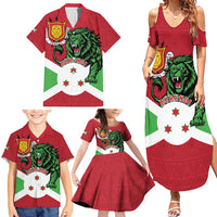 Personalized Burundi Family Matching Summer Maxi Dress and Hawaiian Shirt Lion and Coat Of Arms - Flag Style