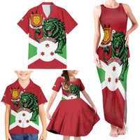 Personalized Burundi Family Matching Tank Maxi Dress and Hawaiian Shirt Lion and Coat Of Arms - Flag Style