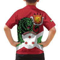 Personalized Burundi Hawaiian Shirt Lion and Coat Of Arms - Flag Style