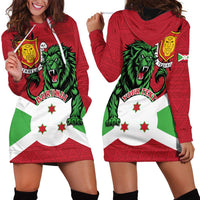 Personalized Burundi Hoodie Dress Lion and Coat Of Arms - Flag Style