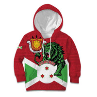 Personalized Burundi Kid Hoodie Lion and Coat Of Arms - Flag Style