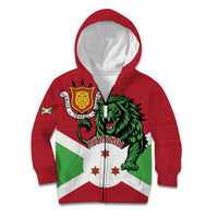 Personalized Burundi Kid Hoodie Lion and Coat Of Arms - Flag Style