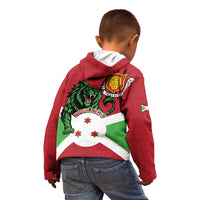Personalized Burundi Kid Hoodie Lion and Coat Of Arms - Flag Style
