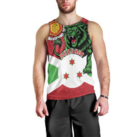Personalized Burundi Men Tank Top Lion and Coat Of Arms - Flag Style