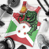 Personalized Burundi Men Tank Top Lion and Coat Of Arms - Flag Style