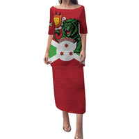 Personalized Burundi Puletasi Lion and Coat Of Arms - Flag Style