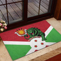 Personalized Burundi Rubber Doormat Lion and Coat Of Arms - Flag Style