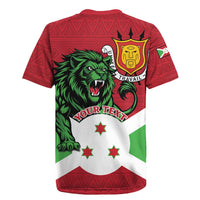 Personalized Burundi Rugby Jersey Lion and Coat Of Arms - Flag Style