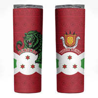 Personalized Burundi Skinny Tumbler Lion and Coat Of Arms - Flag Style