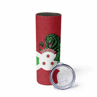 Personalized Burundi Skinny Tumbler Lion and Coat Of Arms - Flag Style