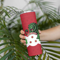 Personalized Burundi Skinny Tumbler Lion and Coat Of Arms - Flag Style