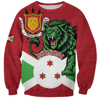 Personalized Burundi Sweatshirt Lion and Coat Of Arms - Flag Style