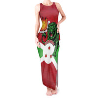 Personalized Burundi Tank Maxi Dress Lion and Coat Of Arms - Flag Style