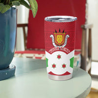 Personalized Burundi Tumbler Cup Lion and Coat Of Arms - Flag Style
