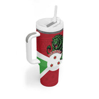 Personalized Burundi Tumbler With Handle Lion and Coat Of Arms - Flag Style